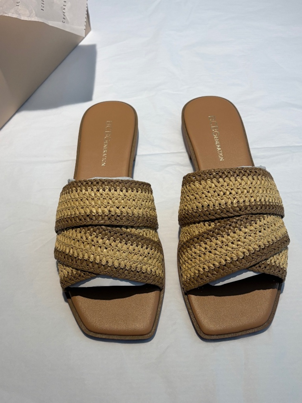 BCBGeneration Lileen Slide Sandal in Tan/Natural, Size 8M
